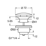 GSI umyvadlová výpust 5/4“, click-clack, keramická zátka, 5-65, bílá ExtraGlaze PCS11