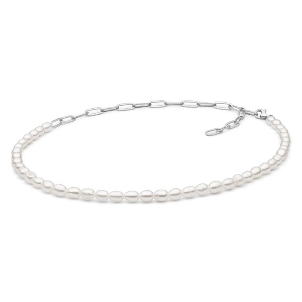 Stříbrný náhrdelník s bílou perlou Geva - stříbro 925/1000, 41 cm Bílá