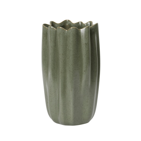 Ferm Living Kameninová váza Nium Dark Sage 23 cm, zelená barva, keramika
