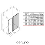 CERANO - Sprchový kout Lantono - pravá - 8 mm - Soft-Close - černá matná, mléčné sklo - 170x80 - posuvný CER-665515