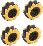 Robotická Mecanum kola 80 mm – sada 4 všesměrných kol, žlutá (6.7 mm náboj)
