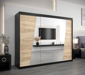 Šatní skříň Abi R0 Barva korpusu: Černá, Rozměry: 250 cm, Dveře: Dub sonoma