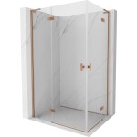 MEXEN/S - Mist-H L Duo sprchový kout dveře křídlové 95 x 75, transparent, měď kartáčovaná 8A5L-095L-075P-65-00