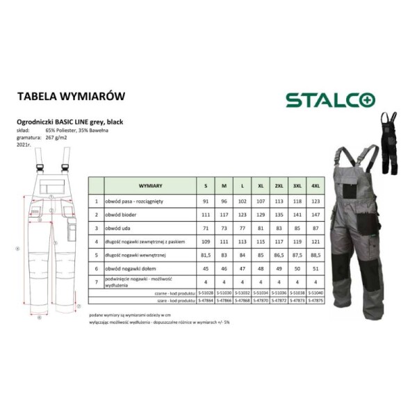 Kalhoty montérkové lacl BASIC LINE, černé, XL/56, STALCO