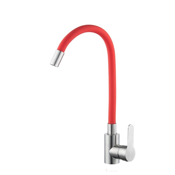 VELAZO - Kuchyňská baterie s flexibilním výtokem červená/ ocel VELAZ8105SR