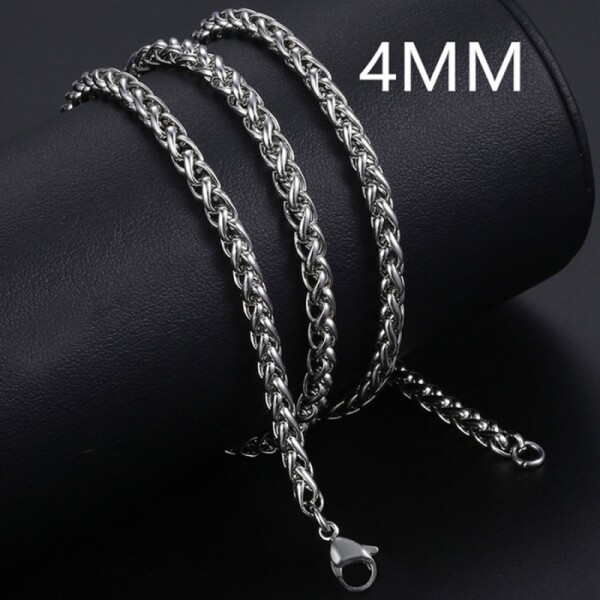 Pánský ocelový náhrdelník Thomas, 4 mm wheat řetízek, chirurgická ocel, Stříbrná 70 cm