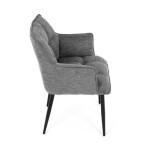 Židle jídelní, šedá vodoodpudivá látka, černý matný lak, kovové nohy