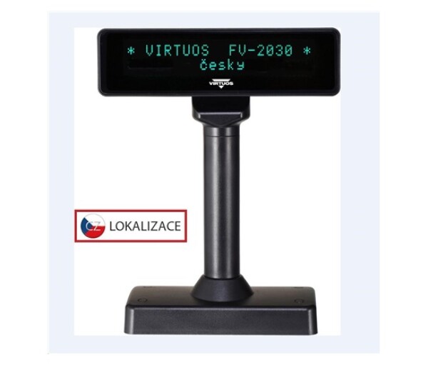Virtuos VFD zákaznický displej Virtuos FV-2030B 2x20 9mm, serial, černý