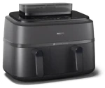 Rozbaleno - Philips NA550/00 černá / Horkovzdušná fritéza / dvojitý koš / funkce páry / 2750 W / 9 l / rozbaleno (001895060000.rozbaleno)