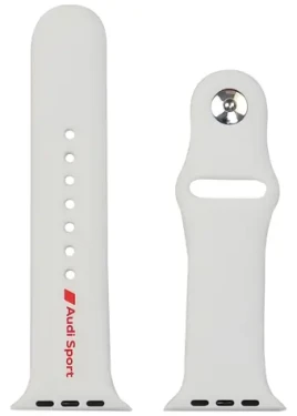 Audi Sport Red Logo Silicone Strap pro Apple Watch 44/45/46/49 mm bílá / Řemínek / Silikonový (AUS-SR-AW44-49-R8/D2-WE)