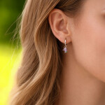 Stříbrné náušnice s fialovými květy Simone - stříbro 925/1000, Fialová