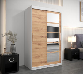Šatní skříň Abi Ro1 Barva korpusu: Bílá, Rozměry: 120 cm, Dveře: Dub artisan