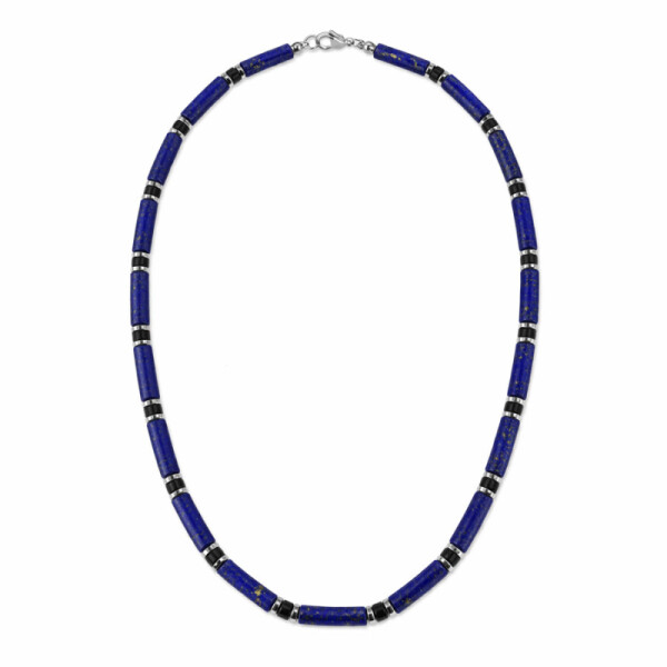 Luxusní pánský náhrdelník s lapis lazuli Antonio, Modrá 55 cm