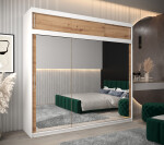 Šatní skříň Abi T3 s nástavcem Barva korpusu: Černá, Rozměry: 150 cm, Dveře: Černá