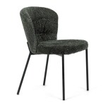 Židle jídelní, zelená látka, černé kovové nohy.