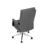 Židle kancelářská, šedá ekokůže, kříž kov chromový, houpací mechanismus, čalouněné područky
