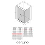CERANO - Sprchový kout Antelo L - L/P - 6 mm - černá matná, transparentní sklo - 96x40 - otočný CER-666559