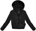 Černá krátká zimní bunda s ozdobnou kapucí S'west (B8261-1) odstíny černé L (40)