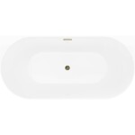 MEXEN/S - Oval Slim volně stojící vana nástěnná 170 x 80, bílá/šedá, sifon a přepad zlatá 52661708062-50