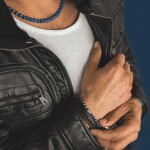 Pánský korálkový náhrdelník Fernando Gold - 6 mm lapis lazuli, Zlatá 50 cm