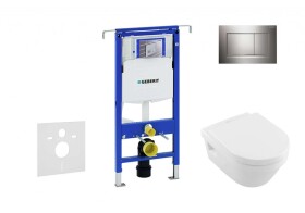 GEBERIT - Duofix Modul pro závěsné WC s tlačítkem Sigma30, lesklý chrom/chrom mat + Villeroy Boch - WC a sedátko, DirectFlush, SoftClose, CeramicPlus 111.355.00.5 NB6