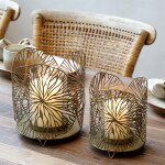 Chic Antique Kovový svícen Leaf Pattern Větší, hnědá barva, kov