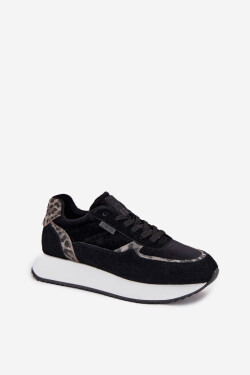 Dámské semišové tenisky Big Star HI-POLY SYSTEM – černé s panterkovým vzorem Velikost: 38