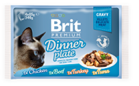 Brit cat pouch gravy fillets dinner plate 4 x 85 g