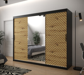 Šatní skříň Abi Jodelka 2 Barva korpusu: Černá, Rozměry: 250 cm, Dveře: Dub artisan