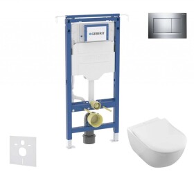 GEBERIT - Duofix Set předstěnové instalace, klozetu a sedátka Villeroy Boch, tlačítka Sigma30, DirectFlush, SoftClose, CeramicPlus, lesklý chrom/chrom mat SANI11CK1102