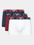 Pánské boxerky 3PACK 111357 3F715 13911 bílo-vínové-tm.modré - Emporio Armani M