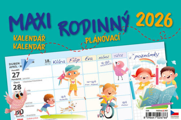 Kalendář stolní 2026 - MAXI RODINNÝ plánovací