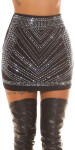 Sexy Highwaist Party Mini skirt with glittering stones barva black velikost