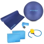 Spokey ASTEYA SET Sada na jógu / Sada / Podložka, 2x blok, pásek, gymnastický míč s pumpičkou (5902693289258)