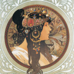 Nástěnný kalendář poznámkový 2027 Notique Alfons Mucha, 20 x 20 cm