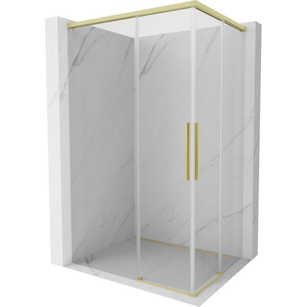 MEXEN/S - Rox Duo sprchový kout posuvný 85 x 80, transparent, zlato kartáčovaná 8C2D-085-080-55-00