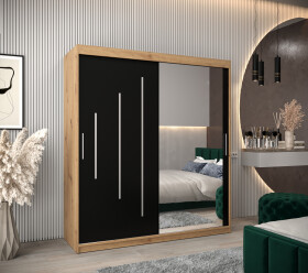 Šatní skříň Abi Y2 Barva korpusu: Dub artisan, Rozměry: 180 cm, Dveře: Černá