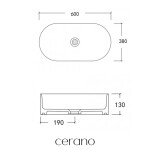 CERANO - Umyvadlo keramické Federico - na desku - bílá lesklá - 60x38 CER-417185
