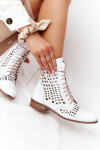 Prolamované Kožené Boty Nicole 2627 Bílé 36