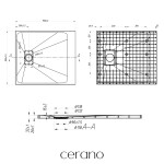 CERANO - Sprchová vanička obdélníková Gusto - SMC/minerální kompozit - strukturovaná černá matná - 90x80x3 CER-480391