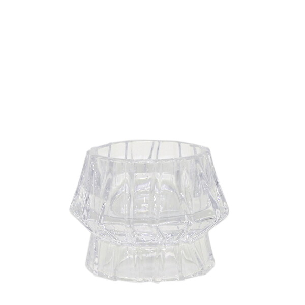 Chic Antique Svícen Clear Grooves, čirá barva, sklo