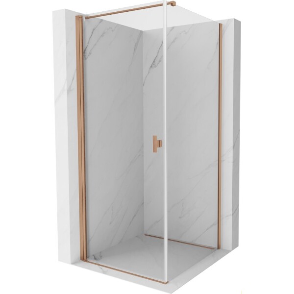 MEXEN/S - Mist-B sprchový kout dveře křídlové 90 x 90, transparent, měď kartáčovaná 8A2T-090-090-65-00