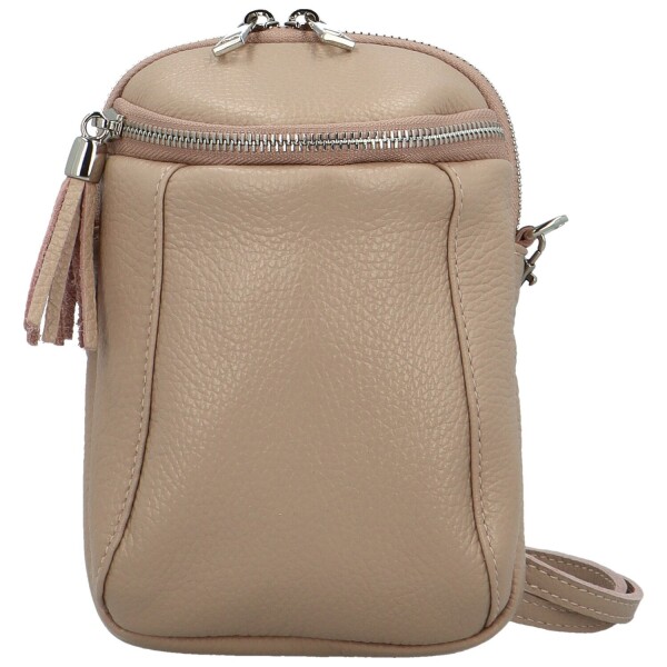 Módní dámská kožená crossbody kabelka Arlete, růžová