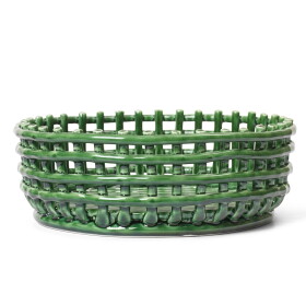Ferm LIVING Keramický koš Emerald Green, zelená barva, keramika