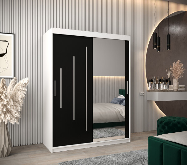 Šatní skříň Abi Y2 Barva korpusu: Bílá, Rozměry: 150 cm, Dveře: Černá