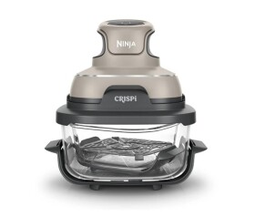 Ninja FN101EUST Crispi, přenosná horkovzdušná fritéza, 4v1, šedá, příkon 1700 W, skleněné nádoby 1,4 l a 3,8 l, bez PFAS