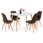 Židle jídelní, hnědá látka, nohy bukové dřevo