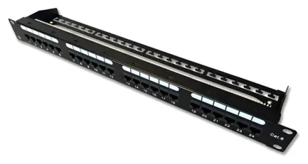 DATACOM Patch panel 19" UTP 24 port CAT6 DUAL 1U černý / RJ-45 / 250 MHz / vyvazovací lišta (3092)