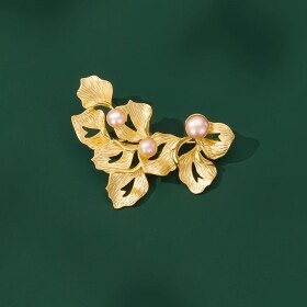 Vintage perlová brož Romina, Zlatá