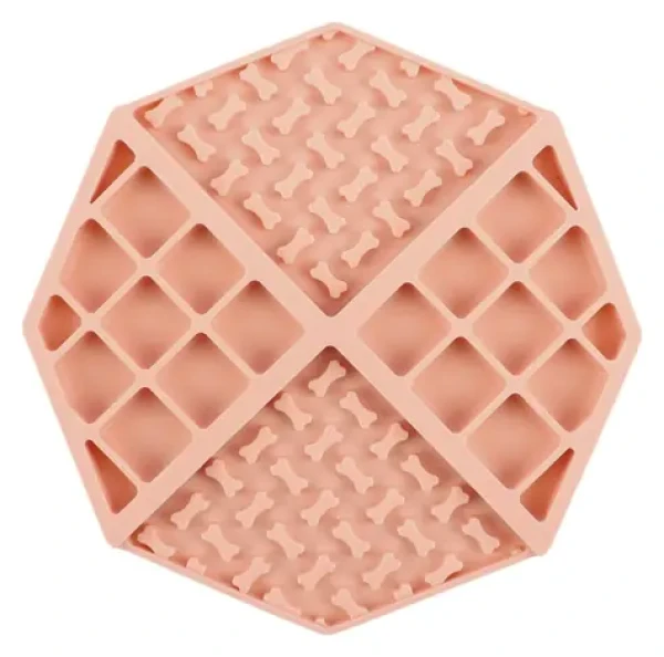 Huhubamboo Lízací podložka pro psy růžová / Lízací podložka / Osmiúhelník / 15x15 cm (356084)